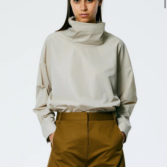 Tibi Italian Sporty Nylon Cowl Neck Top - Picture 1 of 8